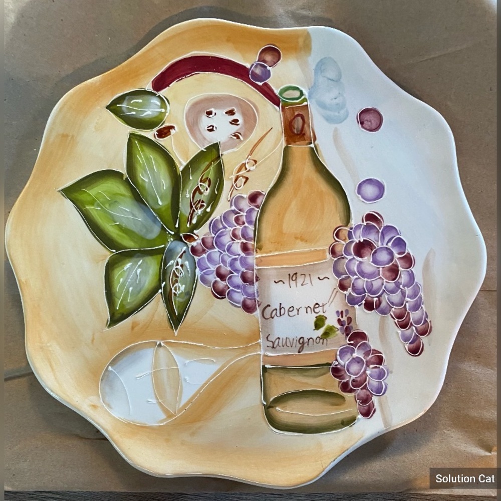 Scalloped 11” Cheese Charcuterie Wine Grapes Platter